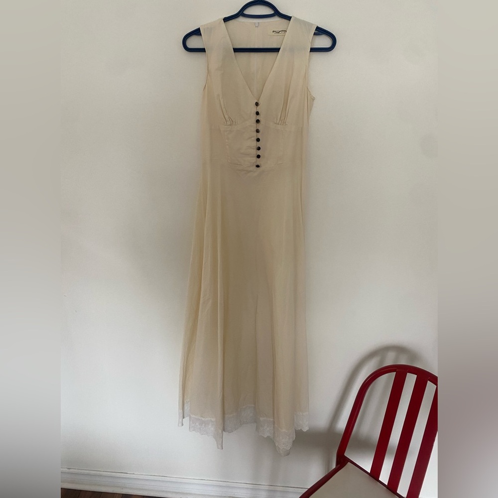 Christy Dawn Cream Lightweight Button-Front Dress